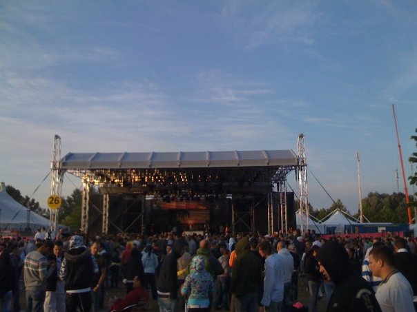 Festival main stage and crowd at the Zamárdi lakeside, Lake Balaton